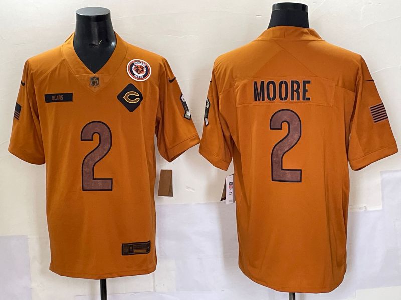 Men 2025 Chicago Bears 2 Moore Orange Nike Limited NFL Jersey style 002